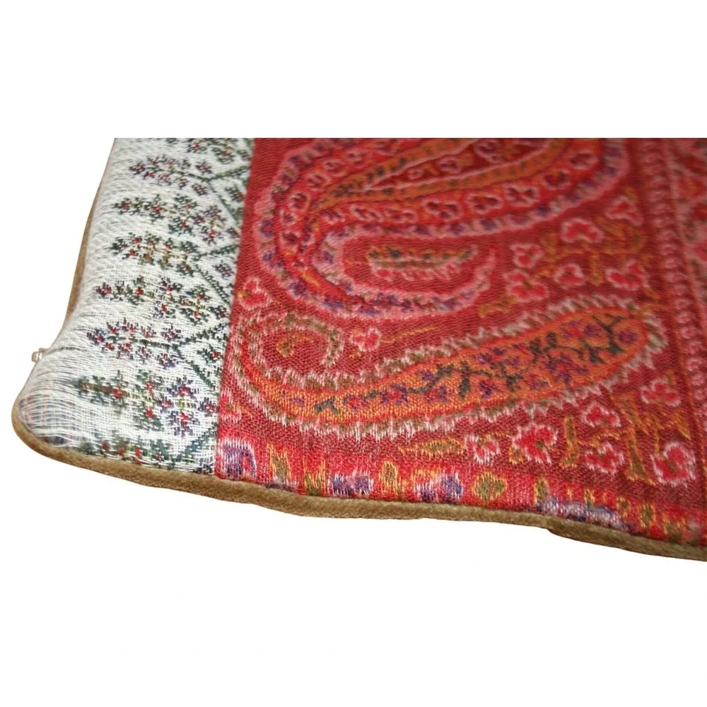VTG Pottery Barn Paisley Wool Velvet Euro Pillow Cover 26×26‎ Autumn Boho Global